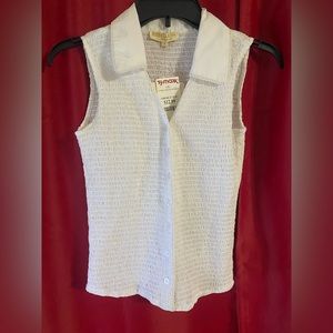 Rebellion White Vest Blouse Top Lace Detail Button Up Tank Top S Small